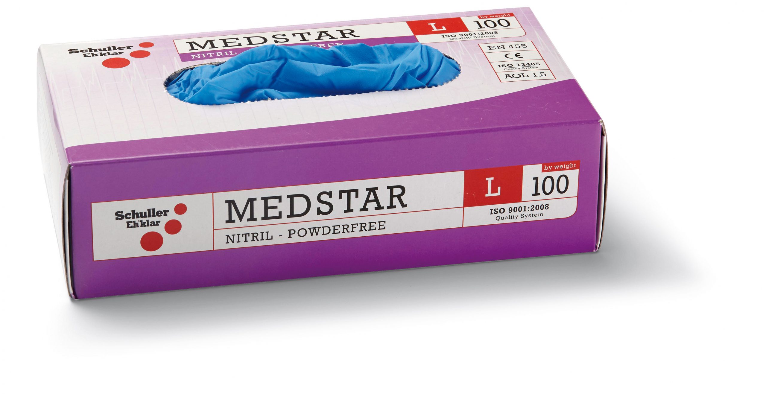 100 Medstar Nitril PF L/9" 100db egyszer használatos nitril kesztyű, púdermentes